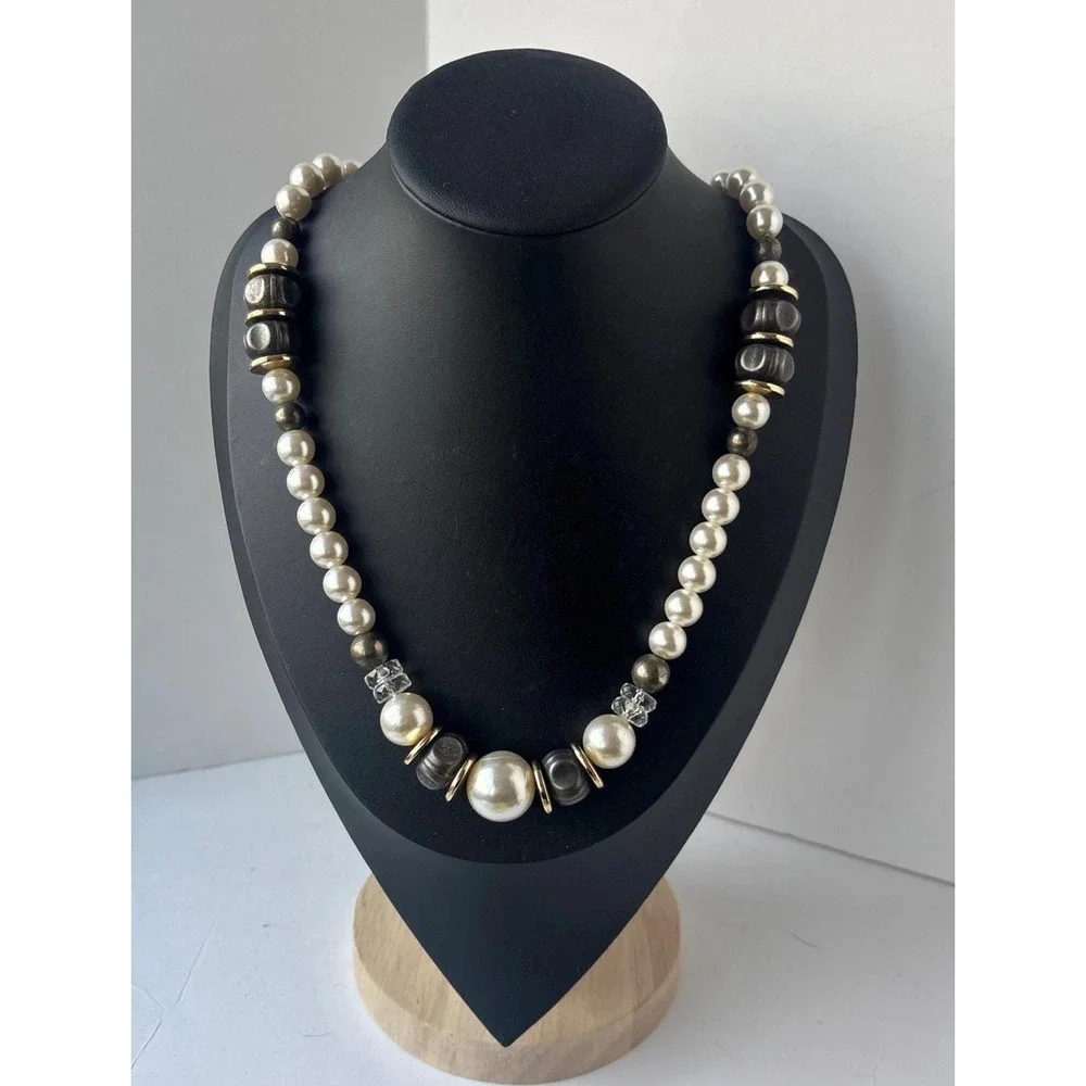 Vintage Faux Pearl Statement Necklace 30